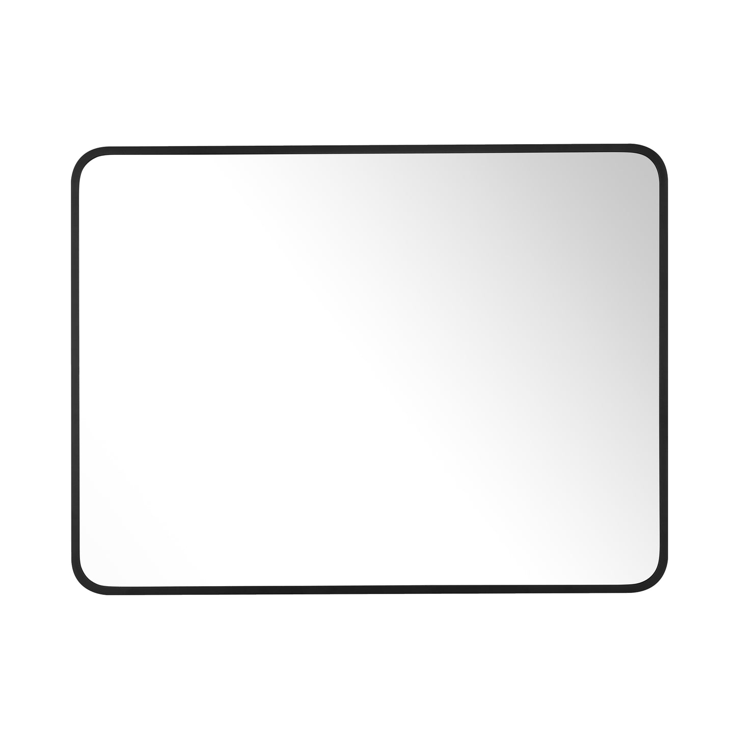 Reflections Sleek Modern 24x32" Black Aluminum Framed Wall Mirror with Soft Corners