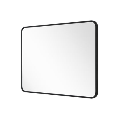 Reflections Sleek Modern 24x32" Black Aluminum Framed Wall Mirror with Soft Corners