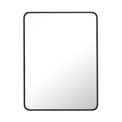 Reflections Sleek Modern 24x32" Black Aluminum Framed Wall Mirror with Soft Corners