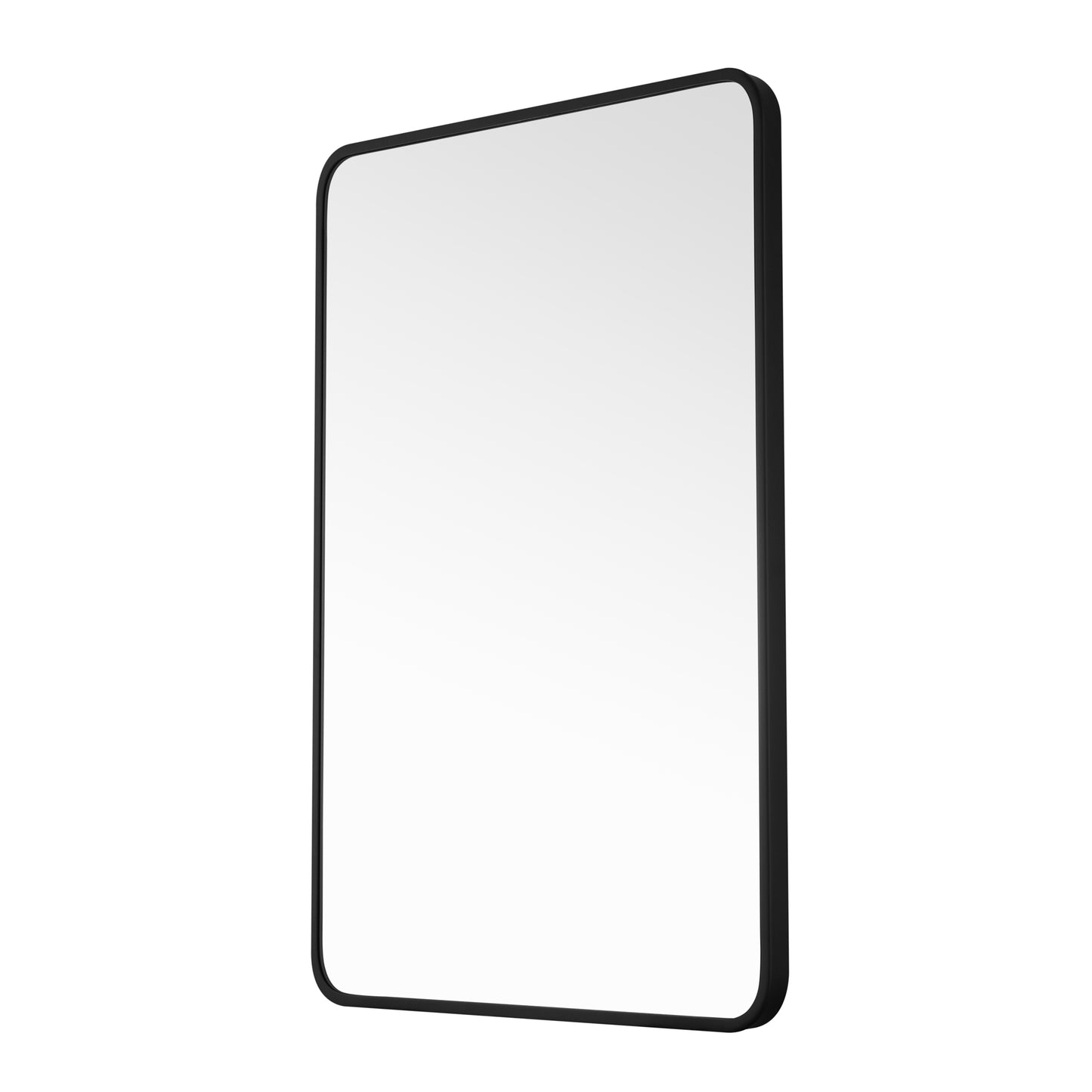 Reflections Sleek Modern 24x32" Black Aluminum Framed Wall Mirror with Soft Corners