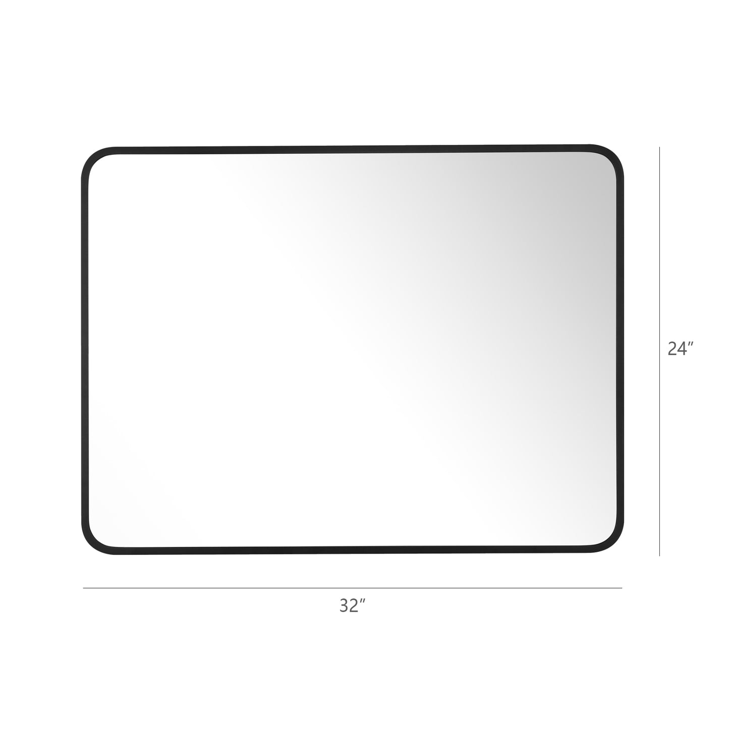 Reflections Sleek Modern 24x32" Black Aluminum Framed Wall Mirror with Soft Corners