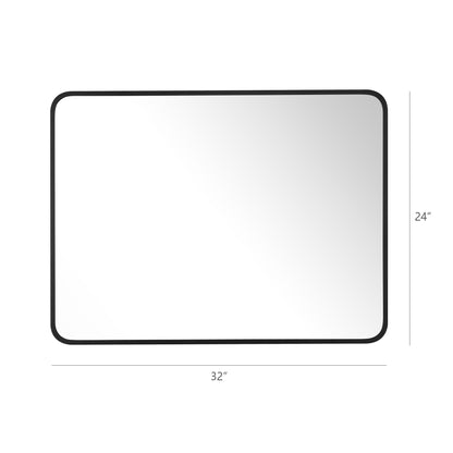 Reflections Sleek Modern 24x32" Black Aluminum Framed Wall Mirror with Soft Corners