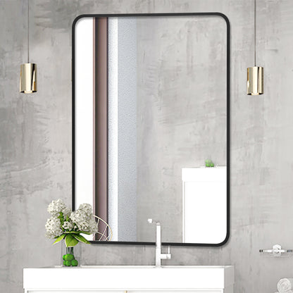 Reflections Sleek Modern Black Aluminum Framed Soft Corner Wall Mirror