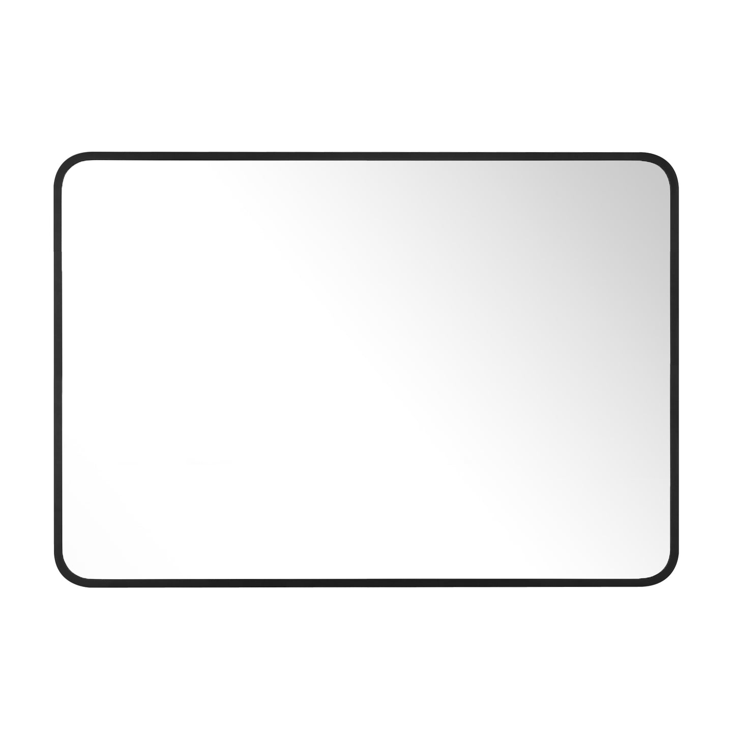 Reflections Sleek Modern 24x26" Black Aluminum Framed Wall Mirror with Soft Corners