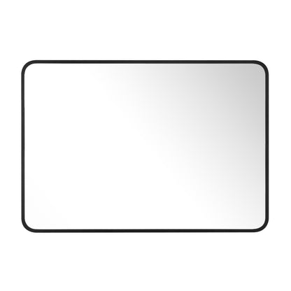 Reflections Sleek Modern 24x26" Black Aluminum Framed Wall Mirror with Soft Corners