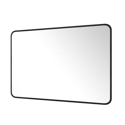 Reflections Sleek Modern 24x26" Black Aluminum Framed Wall Mirror with Soft Corners