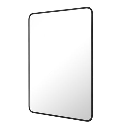 Reflections Sleek Modern 24x26" Black Aluminum Framed Wall Mirror with Soft Corners