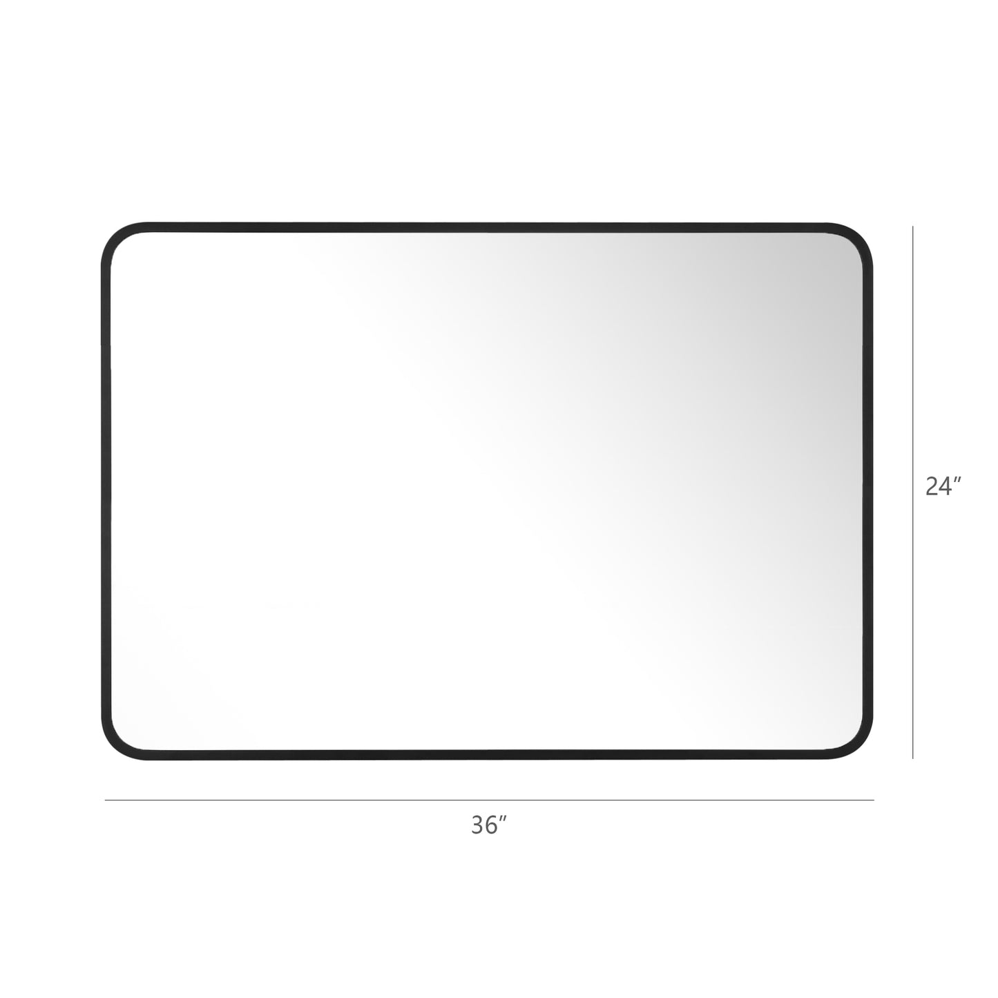 Reflections Sleek Modern Black Aluminum Framed Soft Corner Wall Mirror