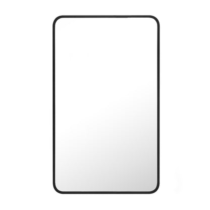 Reflections Sleek Modern 24x40" Black Aluminum Framed Wall Mirror with Soft Corners