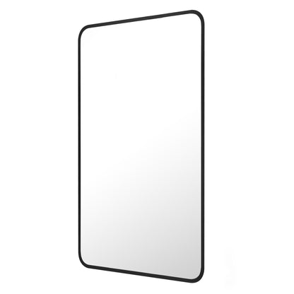 Reflections Sleek Modern 24x40" Black Aluminum Framed Wall Mirror with Soft Corners