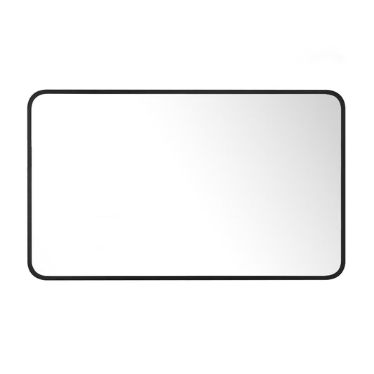 Reflections Sleek Modern 24x40" Black Aluminum Framed Wall Mirror with Soft Corners