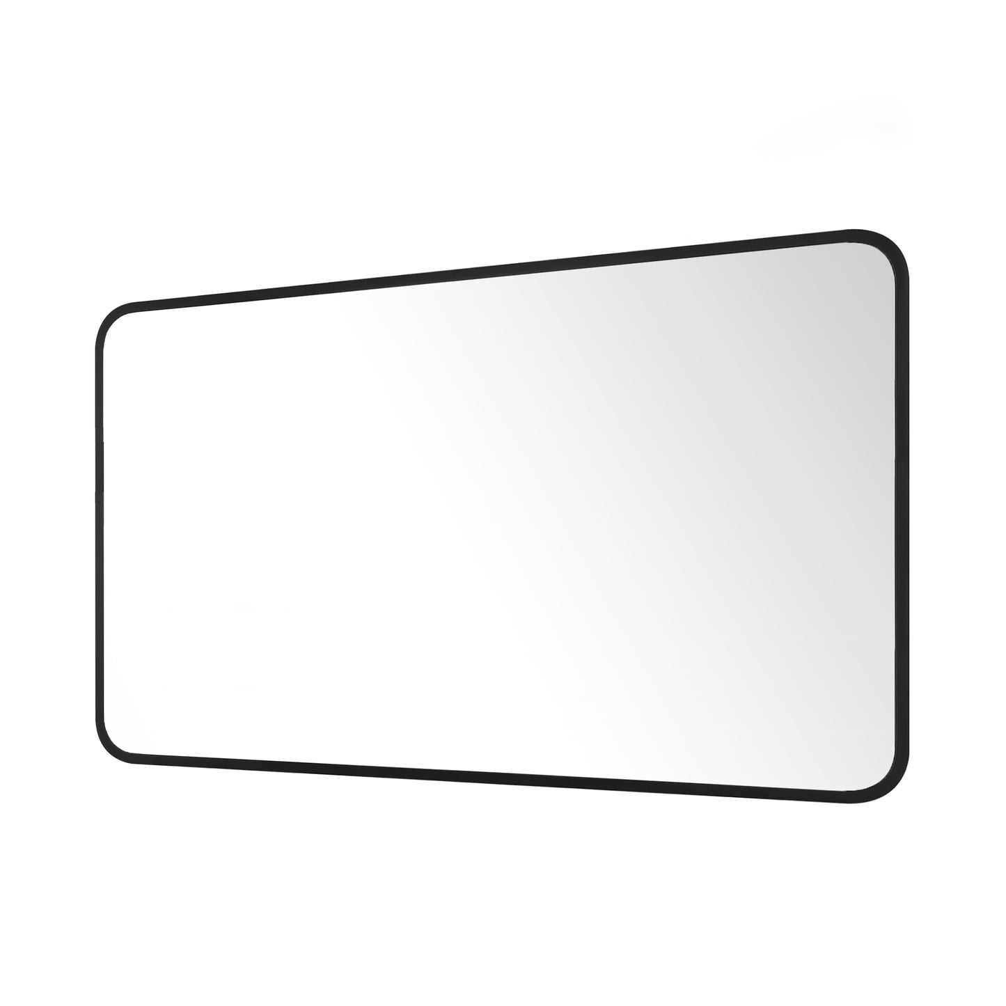 Reflections Sleek Modern 24x40" Black Aluminum Framed Wall Mirror with Soft Corners