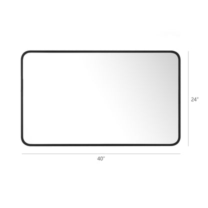 Reflections Sleek Modern Black Aluminum Framed Soft Corner Wall Mirror