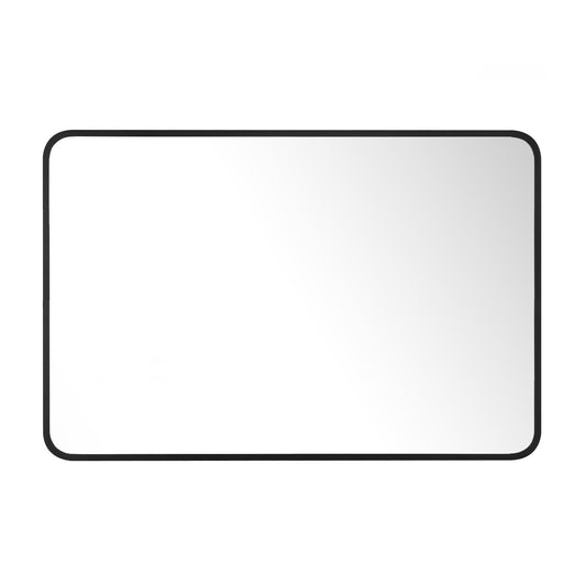 Reflections Sleek Modern 25.75x40" Black Aluminum Framed Wall Mirror with Soft Corners