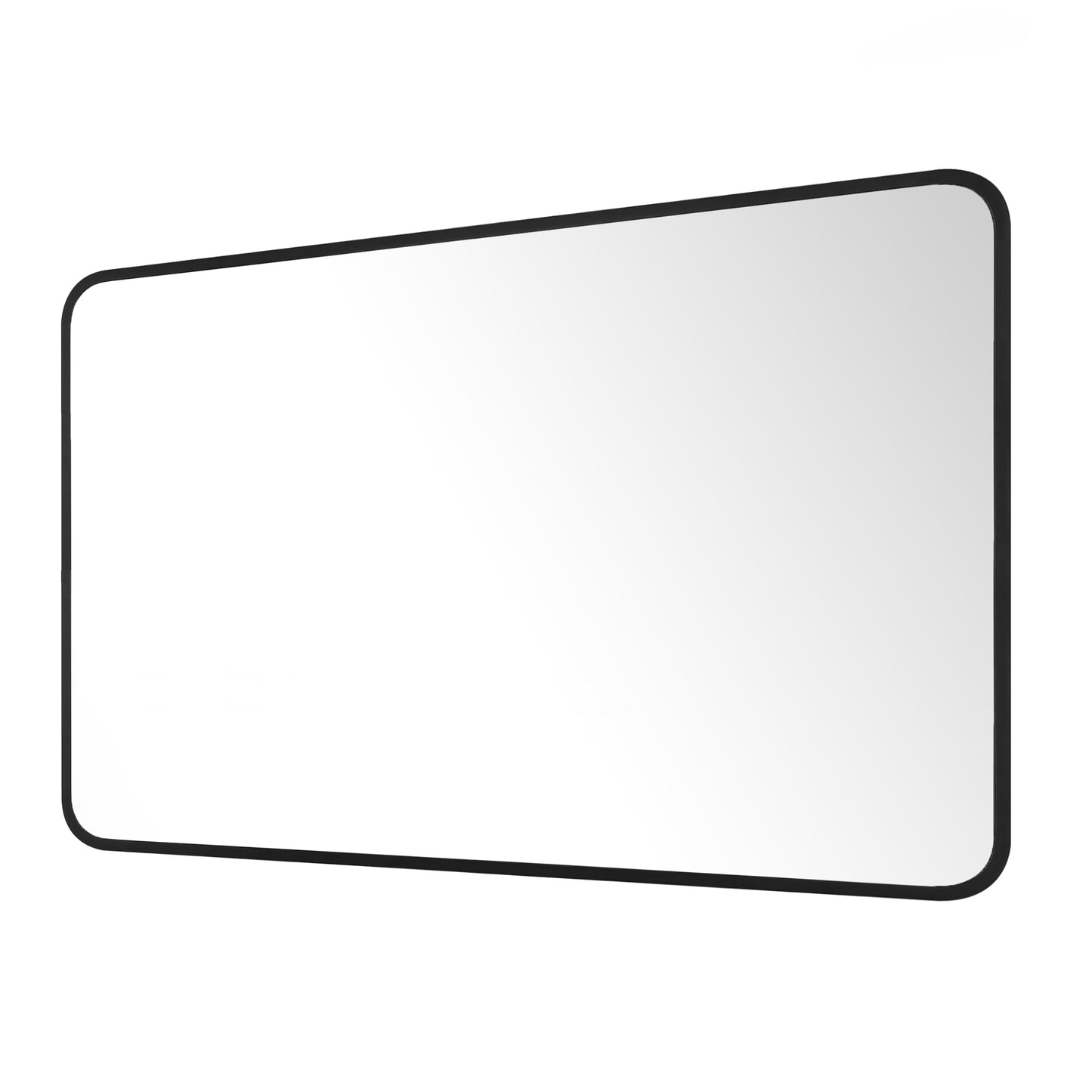 Reflections Sleek Modern Black Aluminum Framed Soft Corner Wall Mirror