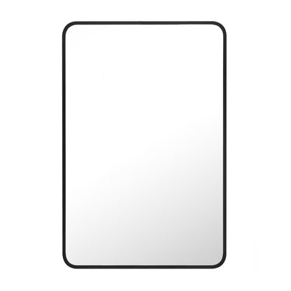 Reflections Sleek Modern 25.75x40" Black Aluminum Framed Wall Mirror with Soft Corners