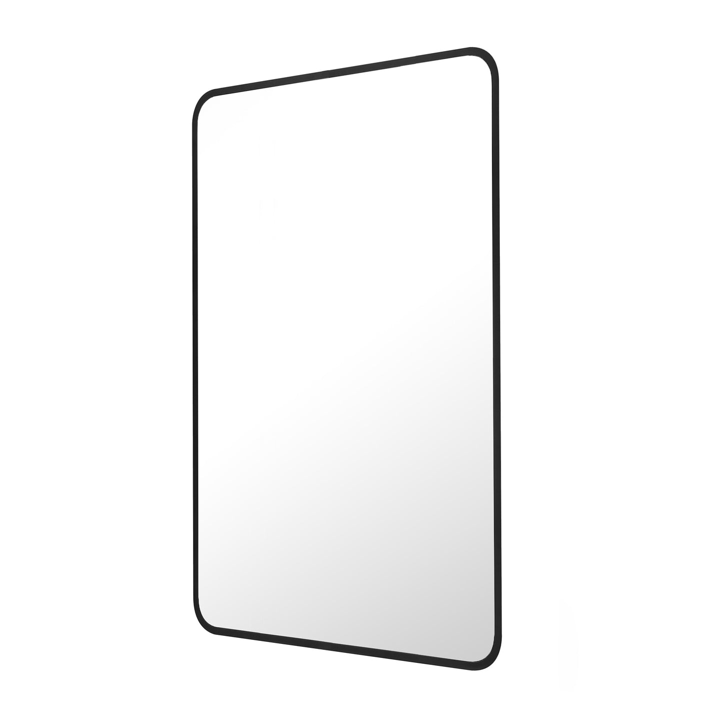 Reflections Sleek Modern 25.75x40" Black Aluminum Framed Wall Mirror with Soft Corners