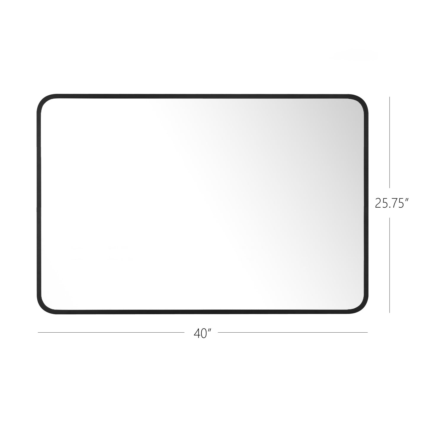 Reflections Sleek Modern Black Aluminum Framed Soft Corner Wall Mirror