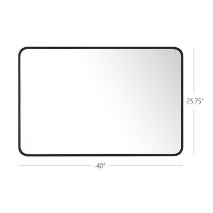 Reflections Sleek Modern 25.75x40" Black Aluminum Framed Wall Mirror with Soft Corners