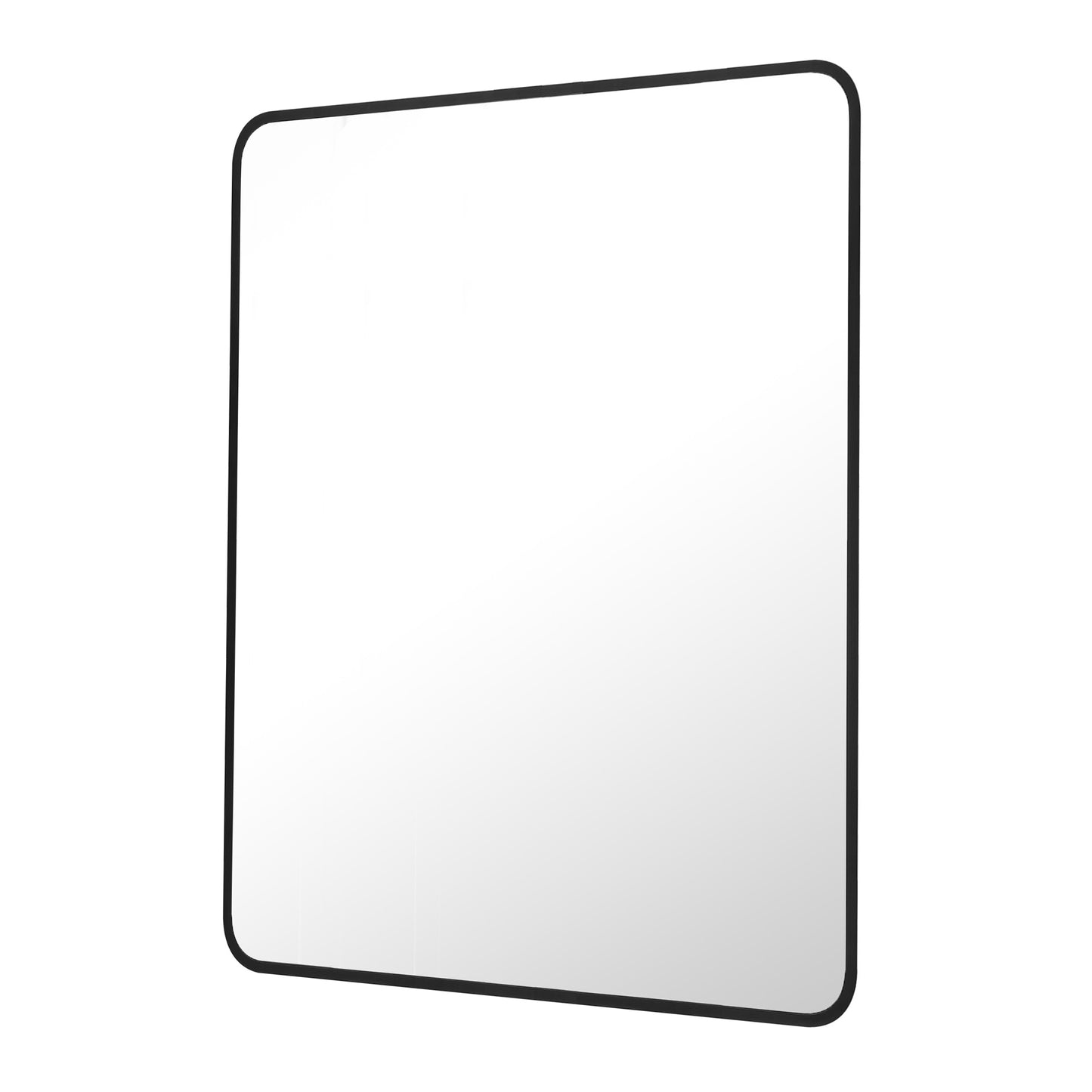 Reflections Sleek Modern 30x36" Black Aluminum Framed Wall Mirror with Soft Corners