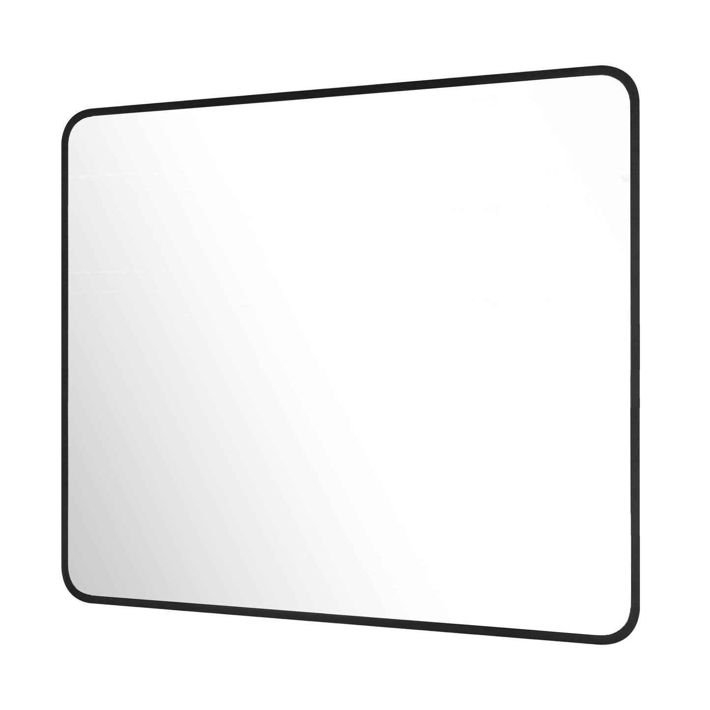 Reflections Sleek Modern 30x36" Black Aluminum Framed Wall Mirror with Soft Corners