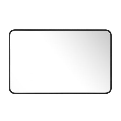 Reflections Sleek Modern 30x48" Black Aluminum Framed Wall Mirror with Soft Corners