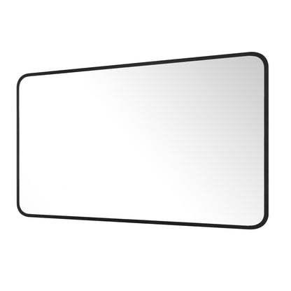 Reflections Sleek Modern 30x48" Black Aluminum Framed Wall Mirror with Soft Corners