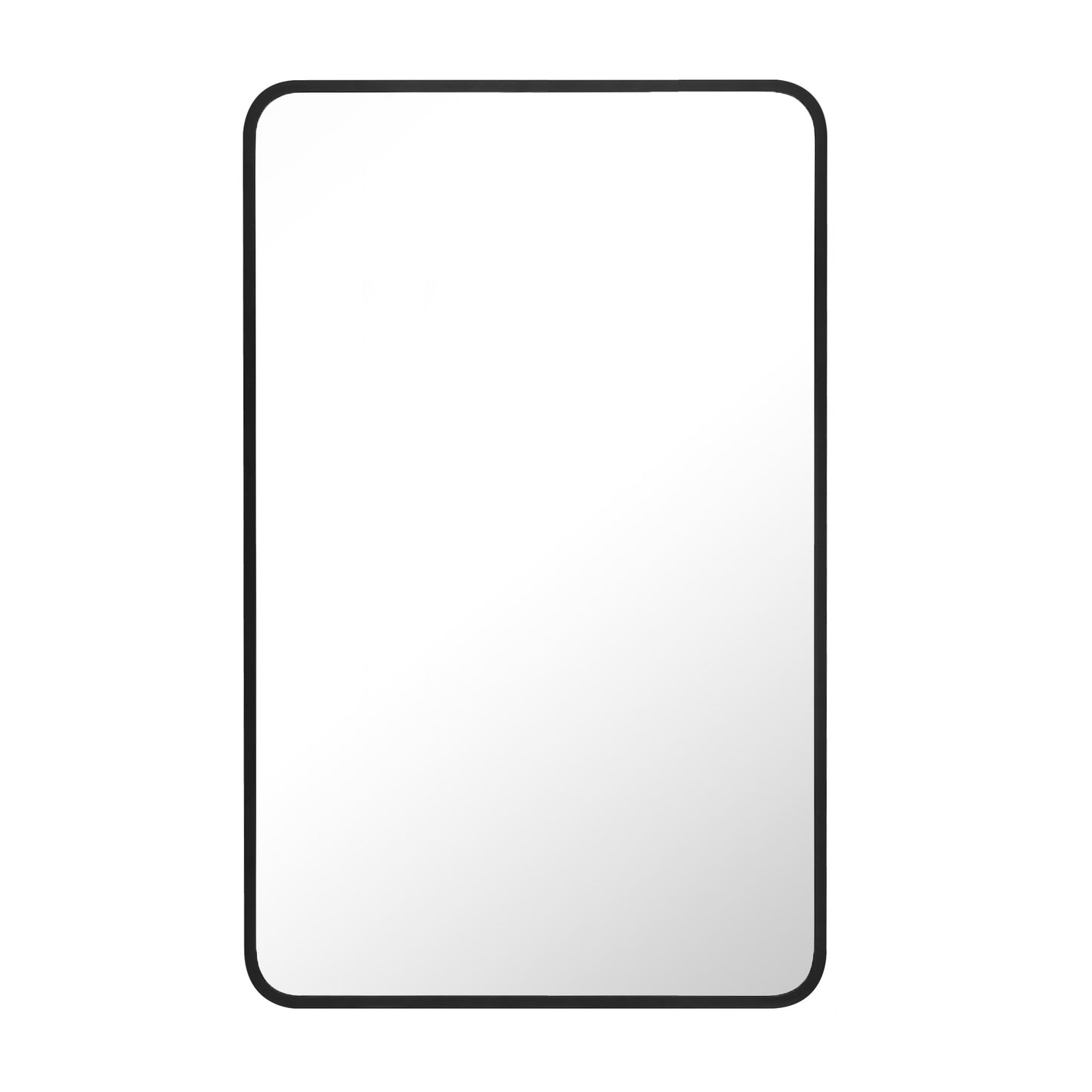 Reflections Sleek Modern 30x48" Black Aluminum Framed Wall Mirror with Soft Corners