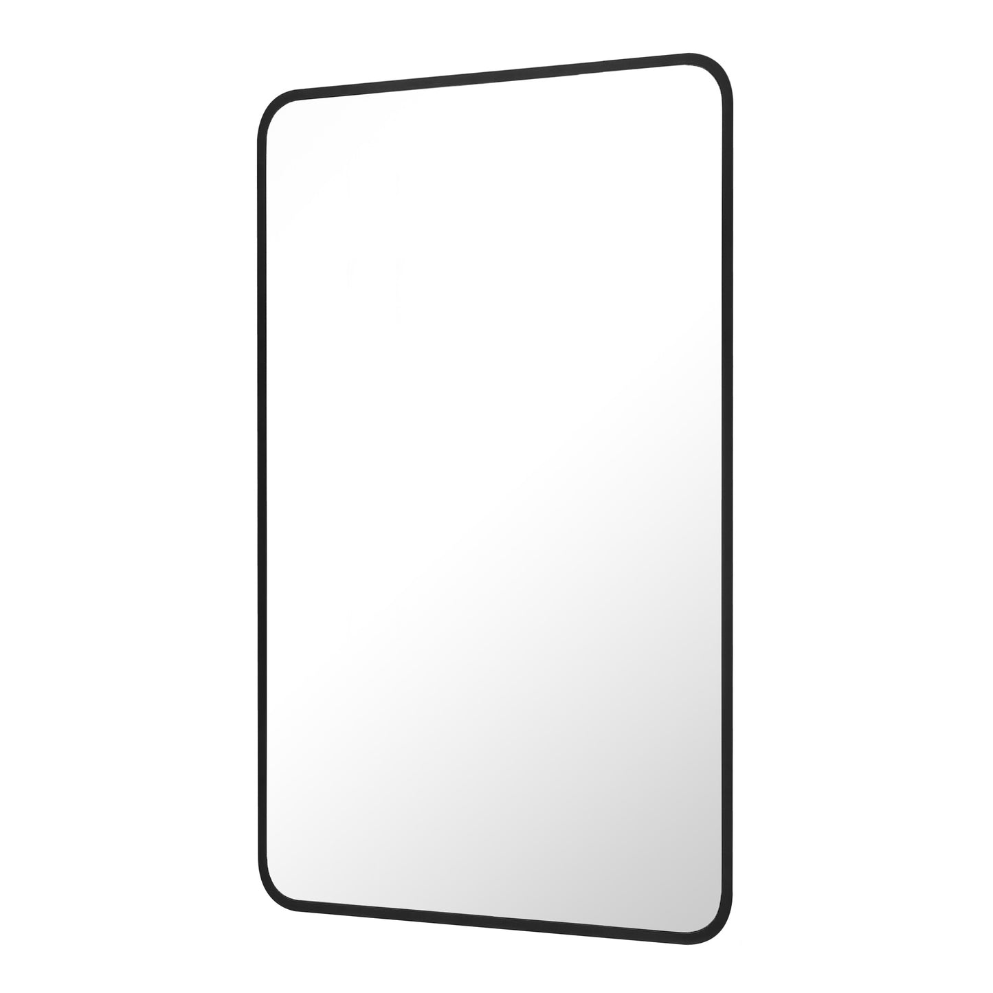 Reflections Sleek Modern 30x48" Black Aluminum Framed Wall Mirror with Soft Corners