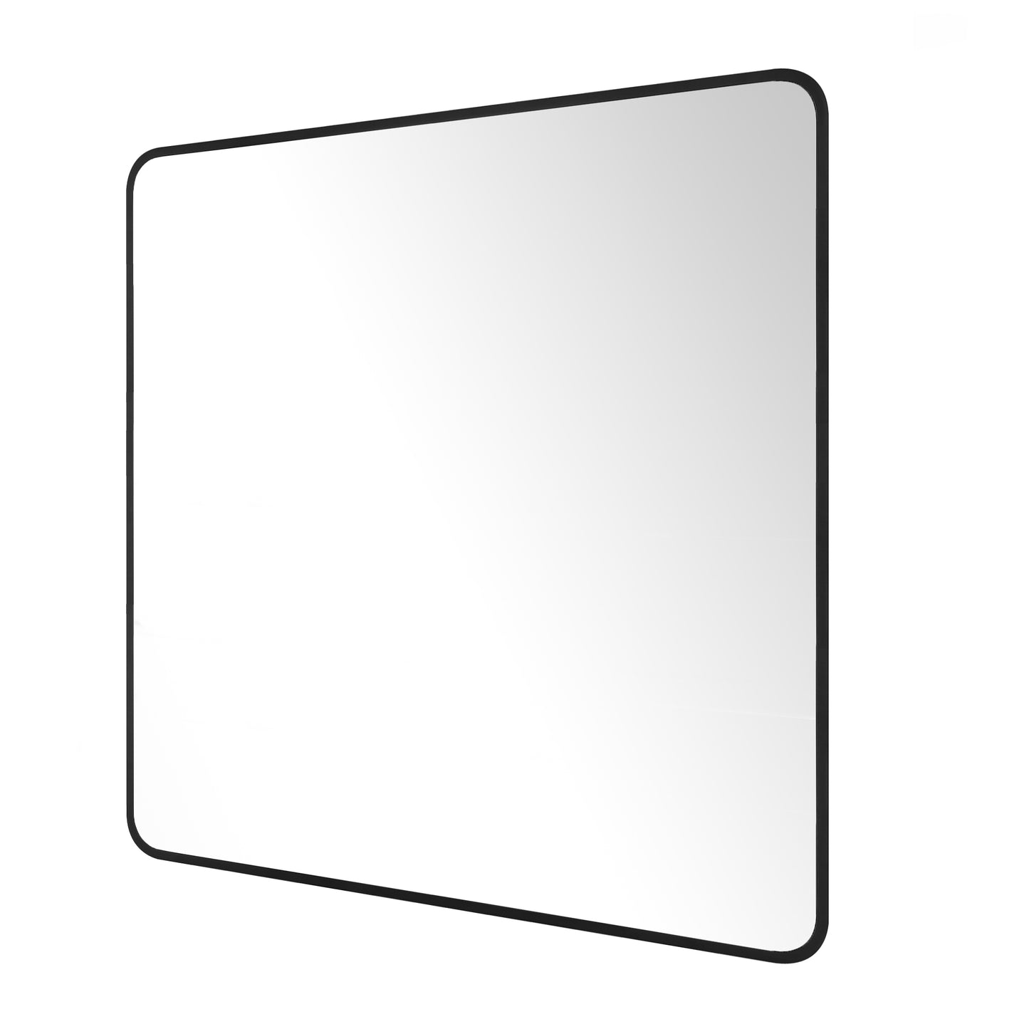 Reflections Sleek Modern 36x36" Black Aluminum Framed Wall Mirror with Soft Corners