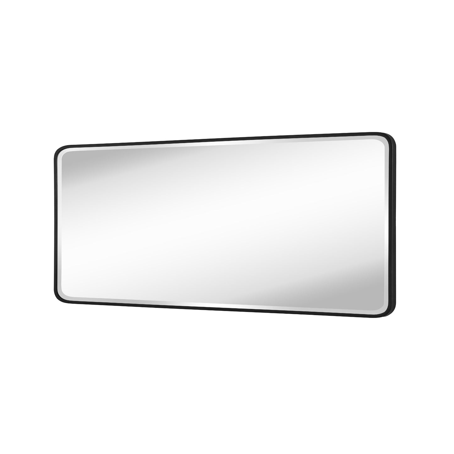 Reflections Sleek Modern Black Aluminum Framed Soft Corner Beveled Wall Mirror