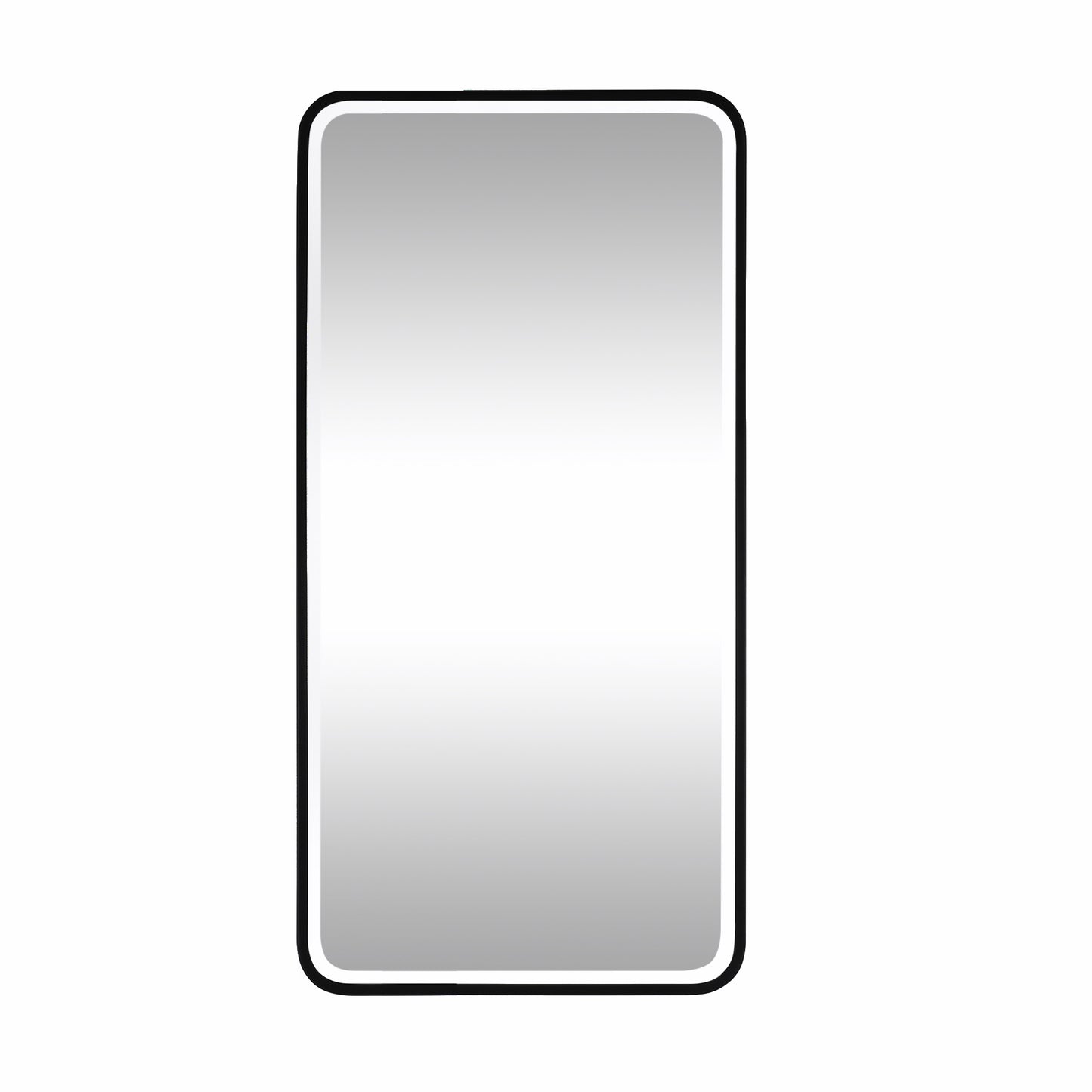 Reflections Sleek Modern Black Aluminum Framed Soft Corner Beveled Wall Mirror