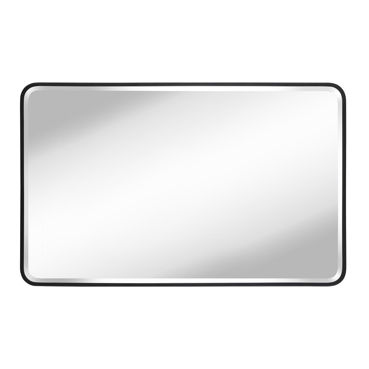 Reflections Sleek Modern 24x40" Black Aluminum Framed Beveled Wall Mirror