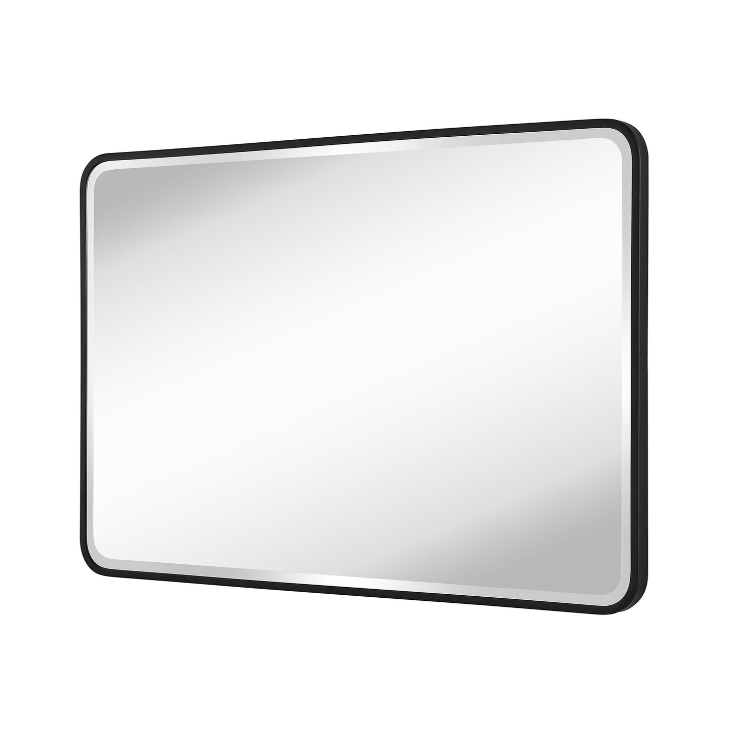 Reflections Sleek Modern 24x40" Black Aluminum Framed Beveled Wall Mirror