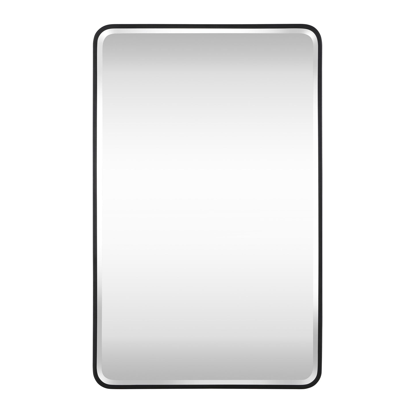 Reflections Sleek Modern 24x40" Black Aluminum Framed Beveled Wall Mirror