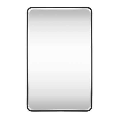 Reflections Sleek Modern 24x40" Black Aluminum Framed Beveled Wall Mirror