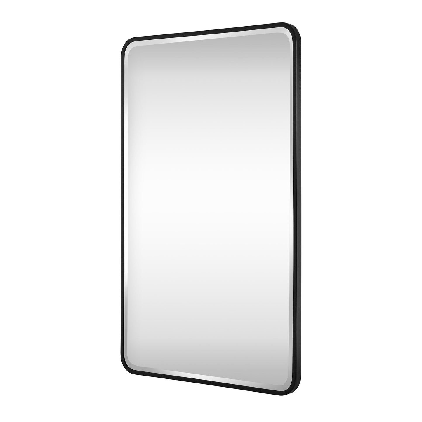 Reflections Sleek Modern 24x40" Black Aluminum Framed Beveled Wall Mirror