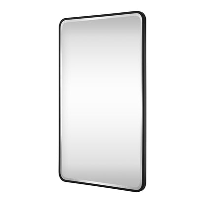 Reflections Sleek Modern 24x40" Black Aluminum Framed Beveled Wall Mirror