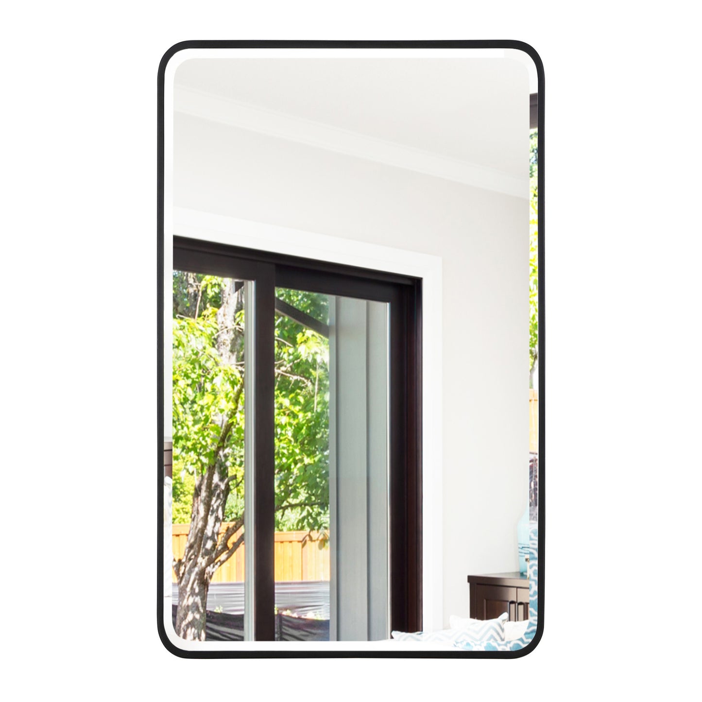 Reflections Sleek Modern 24x40" Black Aluminum Framed Beveled Wall Mirror