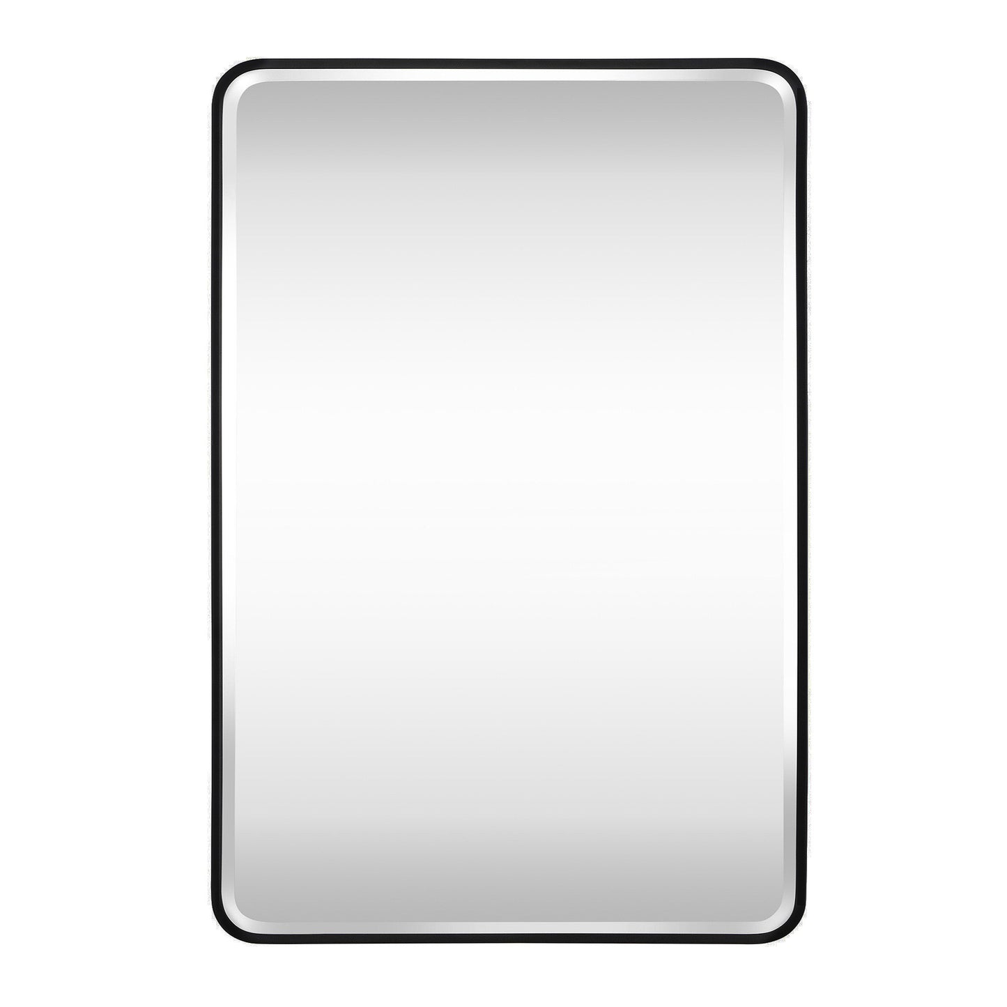 Reflections Sleek Modern 27x40" Black Aluminum Framed Beveled Wall Mirror