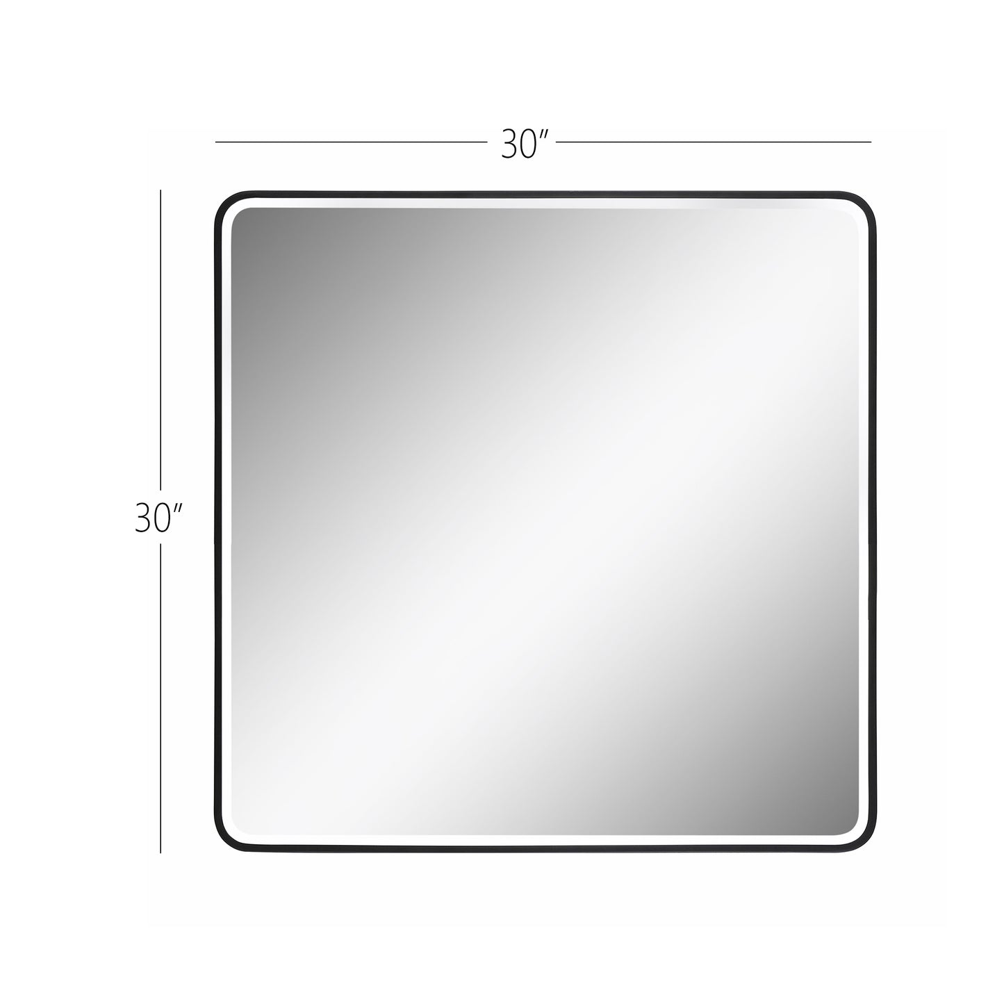 Reflections Sleek Modern 30x30" Black Aluminum Framed Beveled Wall Mirror