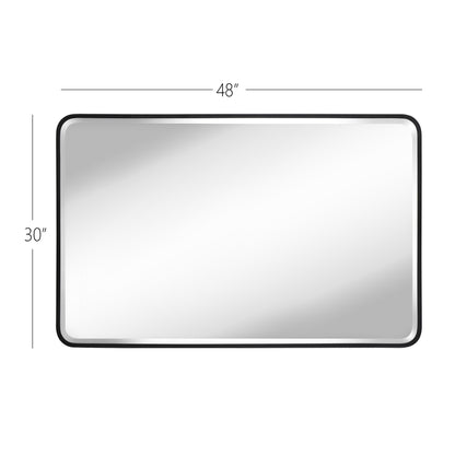 Reflections Sleek Modern Black Aluminum Framed Soft Corner Beveled Wall Mirror