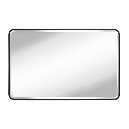 Reflections Sleek Modern 30x48" Black Aluminum Framed Beveled Wall Mirror