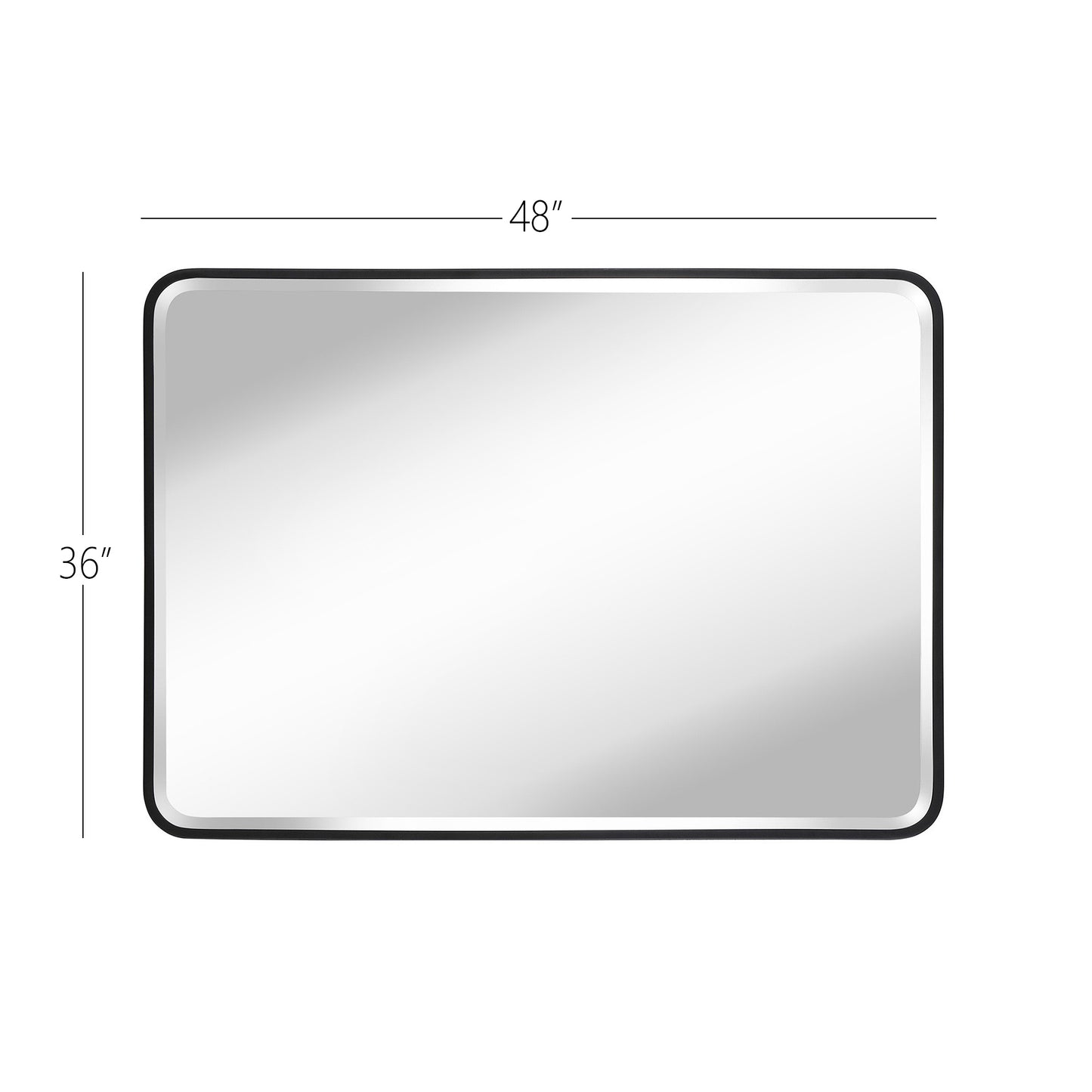 Reflections Sleek Modern 36x48" Black Aluminum Framed Beveled Wall Mirror