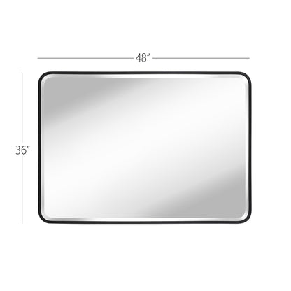 Reflections Sleek Modern Black Aluminum Framed Soft Corner Beveled Wall Mirror