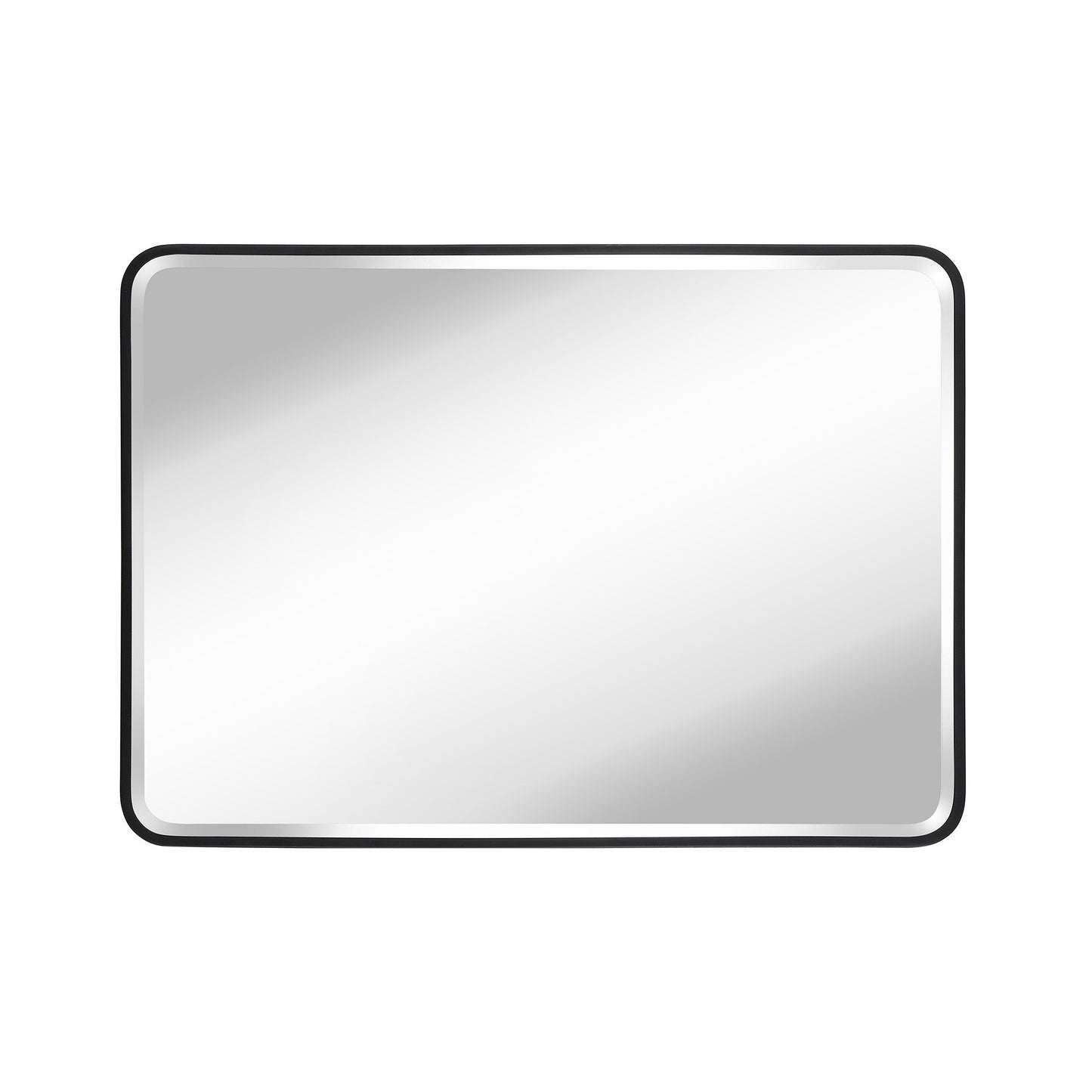 Reflections Sleek Modern 36x48" Black Aluminum Framed Beveled Wall Mirror