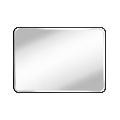 Reflections Sleek Modern 36x48" Black Aluminum Framed Beveled Wall Mirror