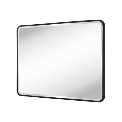 Reflections Sleek Modern 36x48" Black Aluminum Framed Beveled Wall Mirror