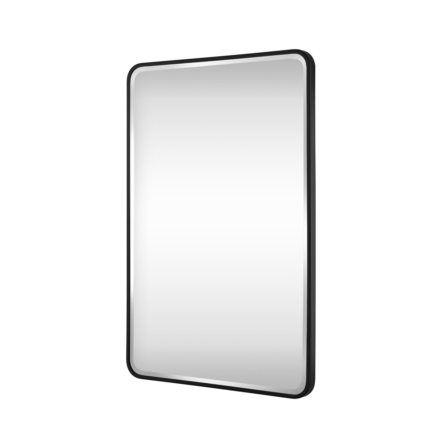 Reflections Sleek Modern 36x48" Black Aluminum Framed Beveled Wall Mirror