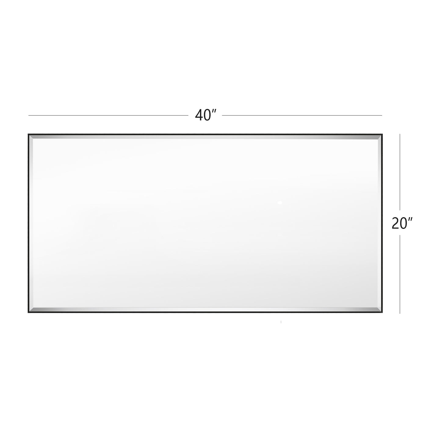 Reflections Sleek Modern 20x40" Black Aluminum Framed Beveled Wall Mirror